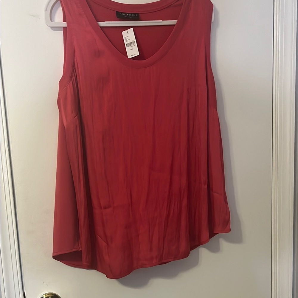 Lane Bryant Red Relaxed Sleeveless Tank Top